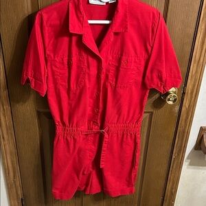 Pyramid Red Button-Up Romper